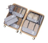 Lammcou Set di organizer per valigie, 8Pcs Sistema di Cubo di Viaggio, Travel Organizer Packing Cubes, Abbigliamento Intimo Calzature Organizzatori Sacchi Valigia di Stoccaggio (Grigio)