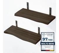 LAMO Manufaktur 2 pezzi mensola da parete 2x 40cm | Mensola da parete in 100% vero legno | Mensola da parete per soggiorno, camera da letto | SET 2 mensole da parete bordo oflis | Colore: Nero