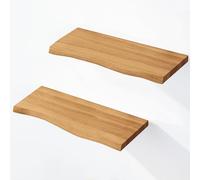 LAMO Manufaktur 2 pezzi mensola da parete in legno con montaggio invisibile 2x 40cm | Mensola da parete in 100% vero legno | SET 2 mensole da parete bordo oflis | Colore: Rustico