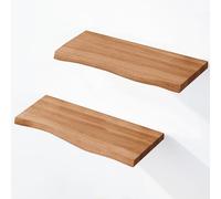 LAMO Manufaktur 2 pezzi mensola da parete in legno con montaggio invisibile 2x 40cm | Mensola da parete in 100% vero legno | SET 2 mensole da parete bordo oflis | Colore: Scuro