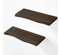 LAMO Manufaktur 2 pezzi mensola da parete in legno con montaggio invisibile 2x 40cm | Mensola da parete in 100% vero legno | SET 2 mensole da parete bordo oflis | Colore: Nero