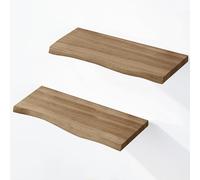 LAMO Manufaktur 2 pezzi mensola da parete in legno con montaggio invisibile 2x 40cm | Mensola da parete in 100% vero legno | SET 2 mensole da parete bordo oflis | Colore: Nocciola