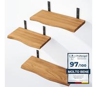 LAMO Manufaktur 3 pezzi mensola da parete 40/35/30cm | Mensola da parete in 100% vero legno | Mensola da parete per soggiorno, camera da letto | SET 1 mensole da parete bordo oflis | Colore: Rustico