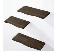 LAMO Manufaktur 3 pezzi mensola da parete in legno con montaggio invisibile 40/35/30cm | Mensola da parete in 100% vero legno | SET 1 mensole da parete bordo oflis | Colore: Nero