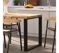 LAMO Manufaktur da pranzo in legno massiccio, con bordo dell'albero 140x80x76 cm (AxBxH), Modern, Naturale/Nero, LAB-01-A-002-9005M