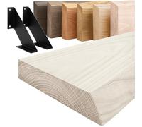LAMO Manufaktur mensola in legno con bordo naturale, mensola pensile Vintage, Bianco/Nero 90cm, LW-01-A-007-90VS