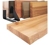 LAMO Manufaktur mensola in legno con bordo naturale, mensola pensile Vintage, naturale/Nero 140cm, LW-01-A-002-140VS