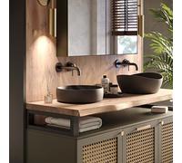 LAMO Manufaktur Piano di lavoro/d’appoggio/top da bagno, piano di lavoro in legno con borde naturale, 80x40 cm (L x A), Naturale, senza accessori di fissaggio, LWP-01-A-002-AG
