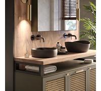 LAMO Manufaktur Piano di lavoro/d’appoggio/top da bagno, piano di lavoro in legno con borde naturale, 70x40 cm (L x A), Naturale, senza accessori di fissaggio, LWP-01-A-002-AF