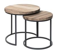 LAMO Manufaktur Tavolini da salotto moderni sovrapponibili in legno - set di 2 pezzi - Tavolino rotondo da salotto, tavolino laterale da divano - Tavolini piccoli - Colore: noce, gambe: antracite