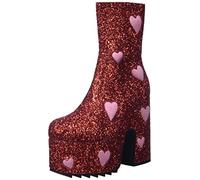 LAMODA Custode, Stivale alla Caviglia Donna, Red Glitter Pink Heart, 40 EU