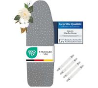 lamodo® - Copriasse da stiro 150x50 - Copriasse da stiro in 100% cotone - Adatto per stirare a vapore - Imbottitura extra spessa + elastico e tenditore, XXL 145-150 x 45-55cm