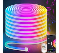 Lamomo Striscia Led 10M, Strisce LED RGB Controllo App 24V, IP65 Impermeabile Luci Neon LED Funzione Musicale per Da Letto Party Bar Gaming