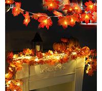 LAMOOER Luci della stringa di foglia d'acero, 6M 40 LED Luci a ghirlanda di foglie d'autunno per il Ringraziamento, Halloween, Decorazioni per interni all'aperto