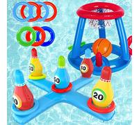 LAMOOER Piscina Gonfiabile Giocattoli Pallacanestro Bowling Cross Toss Set, Nuoto Beach Ball Toss Games Summer Party Fun Favors Water Battle Game per Bambini e Adulti