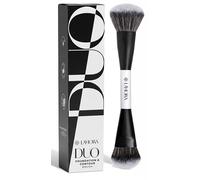 Lamora Bronzer Liquido + Contouring Fondotinta Pennello Trucco Doppio - Pennello Make Up Viso Duo Per Blush Illuminante Correttore - Vegano, Cruelty-Free & Setole Sintetiche