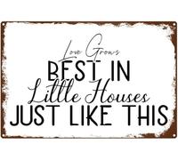 L'amore cresce meglio nella casetta, cartello per la famiglia, decorazione per la casa, latta di metallo, citazioni positive, detti, da appendere alla parete, decorazioni retrò per esterni, cartelli