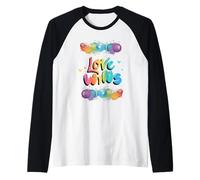L'amore dell'acquerello vince l'amore tipografico della vernice arcobaleno Maglia con Maniche Raglan