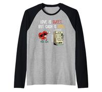 Lamore è Dolce, ma Il Denaro è Il re Umorismo Meme Divertente Maglia con Maniche Raglan