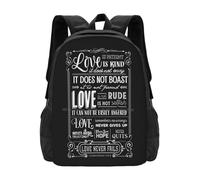 L'Amore è paziente Gentile L'Amore Non fallisce mai Poesia San Valentino Zaino Zaino Borse Moda Divertente Carino Tipo mai L'Amore è