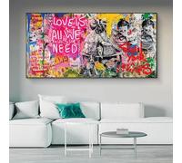 L'amore è tutto ciò di cui abbiamo bisogno, graffiti, dipinti su tela, stampe, poster, arte murale, immagine da parete, decorazione per la casa, 50x100 cm (20x39 pollici) senza cornice