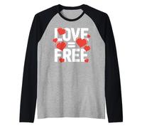 Lamore è uguale a Un Messaggio Positivo Gratuito Inspirational Maglia con Maniche Raglan