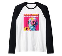 L'Amore è Una malattia mentale Parole Saggezza di Platone Pop Art Style Maglia con Maniche Raglan