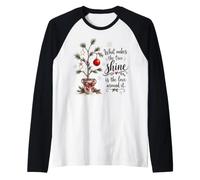 L'Amore Fa Brillare L'Albero di Natale Vacanze rustiche Maglia con Maniche Raglan