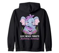 L'Amore Non dimentica mai l'elefante della consapevolezza dell'Alzheimer Felpa con Cappuccio