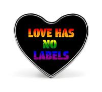 L'amore non ha etichette - Spilla a forma di cuore in alluminio, decorazione per zaini e cappelli
