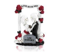 L'amore non muore mai coppia resina statua, 7.08'' sposa e sposo amante matrimonio teschio scheletro gotico, ornamenti da giardino all'aperto Halloween giorno della festa morta decorazioni bouquet