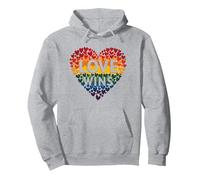 L'Amore Vince la Celebrazione LGBTQ dell'orgoglio del Cuore Arcobaleno Felpa con Cappuccio, Unisex per Adulti, Grigio Melange, M