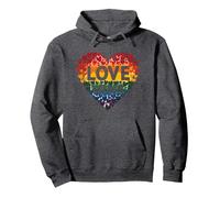 L'Amore Vince la Celebrazione LGBTQ dell'orgoglio del Cuore Arcobaleno Felpa con Cappuccio, Unisex per Adulti, Grigio Scuro, L