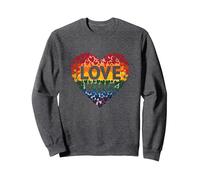L'Amore Vince la Celebrazione LGBTQ dell'orgoglio del Cuore Arcobaleno Felpa, Unisex per Adulti, Grigio Scuro, XL