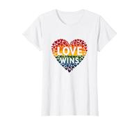 L'Amore Vince la Celebrazione LGBTQ dell'orgoglio del Cuore Arcobaleno Maglietta, Donna, Bianco, M