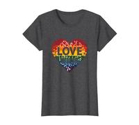 L'Amore Vince la Celebrazione LGBTQ dell'orgoglio del Cuore Arcobaleno Maglietta, Donna, Grigio Scuro, 3XL