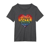 L'Amore Vince la Celebrazione LGBTQ dell'orgoglio del Cuore Arcobaleno Maglietta, Donna Plus-Size, Grigio Scuro, 4X