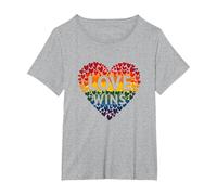 L'Amore Vince la Celebrazione LGBTQ dell'orgoglio del Cuore Arcobaleno Maglietta, Donna Plus-Size, Grigio Melange, 2X