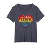 L'Amore Vince la Celebrazione LGBTQ dell'orgoglio del Cuore Arcobaleno Maglietta, Donna Plus-Size, Pervinca, 2X