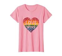 L'Amore Vince la Celebrazione LGBTQ dell'orgoglio del Cuore Arcobaleno Maglietta, Donna, Rosa, XS