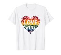 L'Amore Vince la Celebrazione LGBTQ dell'orgoglio del Cuore Arcobaleno Maglietta, Uomo, Bianco, 3XL
