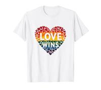 L'Amore Vince la Celebrazione LGBTQ dell'orgoglio del Cuore Arcobaleno Maglietta, Uomo, Bianco, XXL