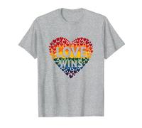 L'Amore Vince la Celebrazione LGBTQ dell'orgoglio del Cuore Arcobaleno Maglietta, Uomo, Grigio Melange, 6XL