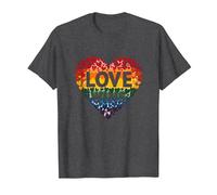 L'Amore Vince la Celebrazione LGBTQ dell'orgoglio del Cuore Arcobaleno Maglietta, Uomo, Grigio Scuro, L