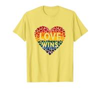 L'Amore Vince la Celebrazione LGBTQ dell'orgoglio del Cuore Arcobaleno Maglietta, Uomo, Limone, L