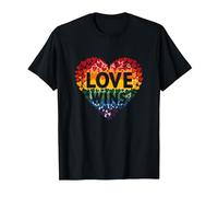 L'Amore Vince la Celebrazione LGBTQ dell'orgoglio del Cuore Arcobaleno Maglietta, Uomo, Nero, XL