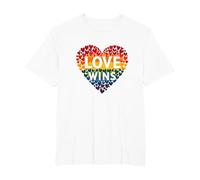 L'Amore Vince la Celebrazione LGBTQ dell'orgoglio del Cuore Arcobaleno Maglietta, Uomo Taglie Grandi, Bianco, 5X Tall