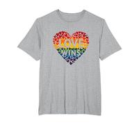 L'Amore Vince la Celebrazione LGBTQ dell'orgoglio del Cuore Arcobaleno Maglietta, Uomo Taglie Grandi, Grigio Melange, 2X Tall