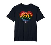 L'Amore Vince la Celebrazione LGBTQ dell'orgoglio del Cuore Arcobaleno Maglietta, Uomo Taglie Grandi, Nero, 5X Tall