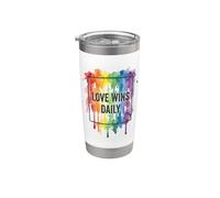 L'amore vince ogni giorno arcobaleno acquerello orgoglio design Bicchiere termico in acciaio inox doppia parete